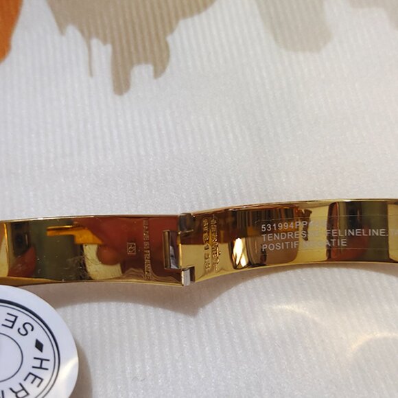 Hermes Clic H White and Gold Bracelet - Picture 6 of 6